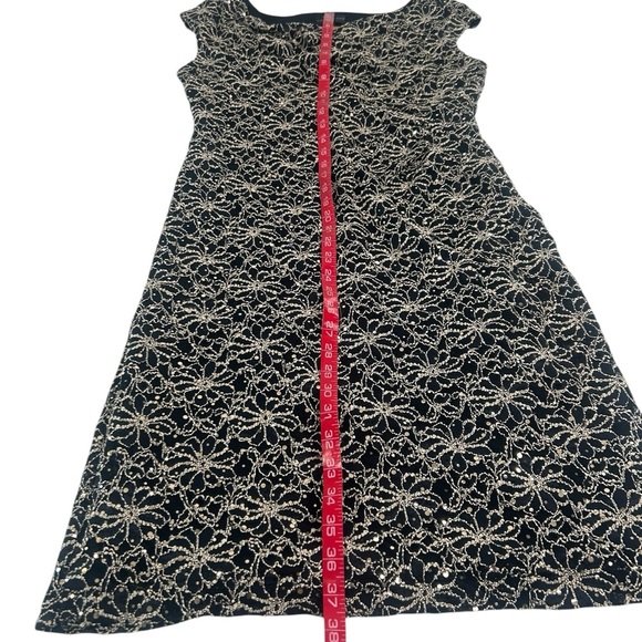 Connect Apparel Gold Black Floral Dark Romantic Cowl Sheath Dress 12 Y2K - Picture 8 of 16